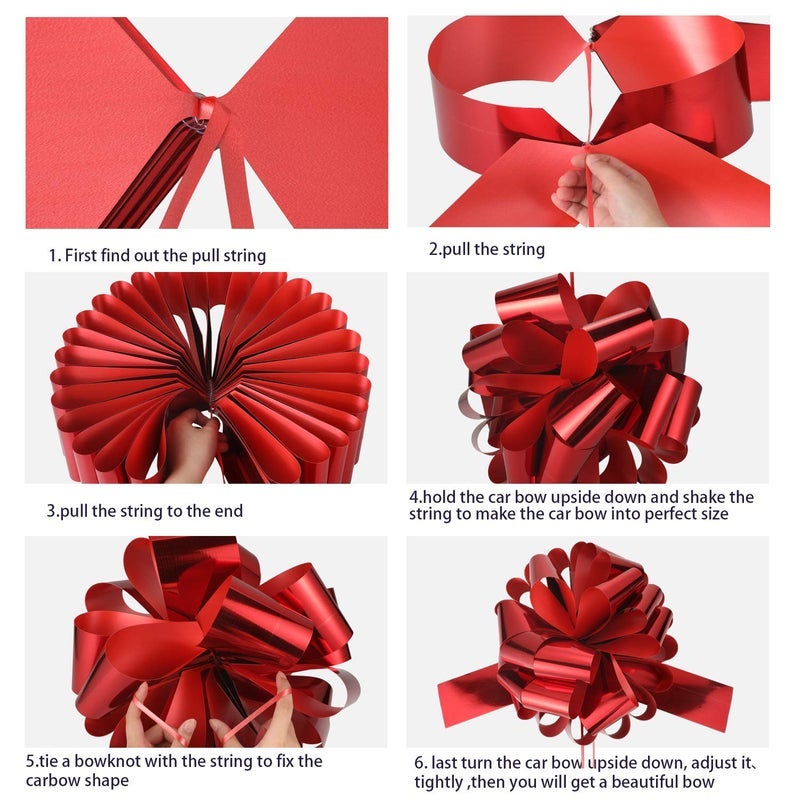 Zonon Big Car Bow Giant Car Gift Wrapping Pull Bow with 20 ft Ribbon for Gift New Houses Christmas Decor(20 Inch,Glossy Red) - Image 3
